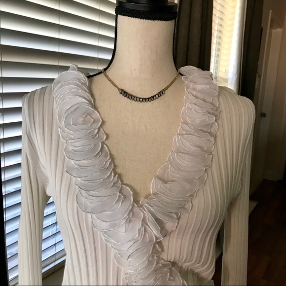 White Ruffle Party Blouse - Picture 4 of 5